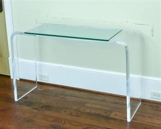 Lucite and Glass Console Table