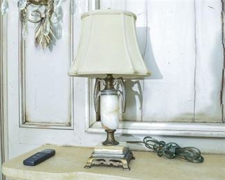 Marble and Metal Table Lamp with Shade