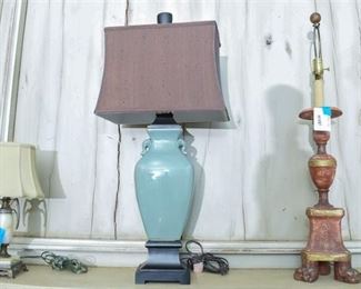 Turquoise Glazed Pottery Table Lamp