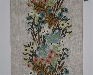 Handmade Crewel Embroidered on Linen Floral Wall Hanging (22.5" x 55.5")