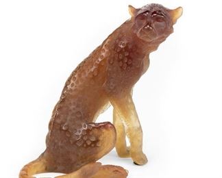 5
A Daum Amber Pâte De Verre Glass Cheetah
Fourth-quarter 20th Century
Signed and editioned to tail: Daum / France / 241/1000
The limited edition "Guepard" sculpture by Jean-Francois Leroy depicting a seated cheetah
10.75" H x 11" W x 6.5" D
Estimate: $1,000 - $1,500