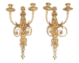43
A Pair Of Henry Dasson Gilt Bronze Sconces
Circa 1881
One signed and dated: Henry Dasson / 1881
Each figural bronze sconce with a trumpeting cherub and foliate design, 2 pieces
Each approximately: 17.25" H x 9.625" W x 5.125" D
Estimate: $2,500 - $3,500