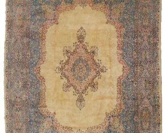 67
A Persian Kerman Area Rug
Wool on cotton foundation
221.5" H x 159.75" W
Estimate: $1,200 - $1,800