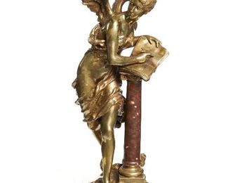 90
Mathurin Moreau
1822-1912, French
"Livre D'Or"
Gilt bronze and marble
Signed and numbered: Math. Moreau / 5994; Pastille: Societé des Bronzes de Paris
31.25" H x 17" W x 12" D
Estimate: $3,000 - $5,000