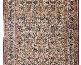 94
A Persian Isfahan Area Rug
Circa 1970s
The wool and silk on cotton rug with all-over foliate motif
97" H x 60" W
Estimate: $2,500 - $3,500
