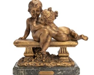 110
Emmanuel Villanis
1858-1914, French
"Sans-Souci"
Bronze on marble base <br />
Impressed signature to base: E. Villanis
13.5" x 14" x 7.5"
Estimate: $1,500 - $2,000