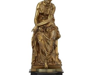 259
Mathurin Moreau
1822-1912 French
"Psyche"
Gilt-bronze on marble plinth
Signed: Moreau Math Scpt; Titled to marble base
21" H x 8" W x 6.75" D
Estimate: $2,000 - $3,000