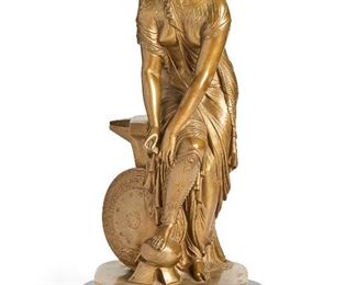 260
Pierre-Eugène-Émile Hébert
1828-1893, French
"Thetis," 1867
Bronze on marble base
Signed and titled: Emile Hebert / Thetis; Further marked: C&S / Medaille D'Or / 1867
16" H x 8" W x 6.75" D
Estimate: $800 - $1,200