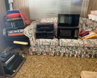 electronics and sofa