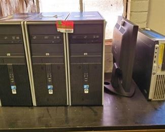 (4) HP Computer Towers, 1 Monitor