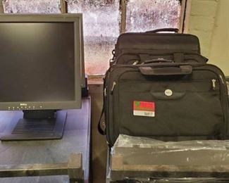 (4) Laptop Bags, 2 Dell Monitors