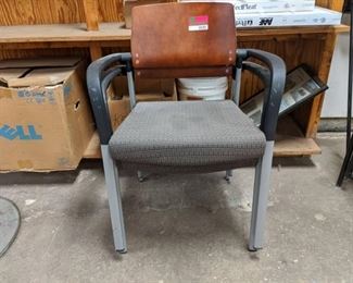 (2) Cushioned Wood Back Office Chairs