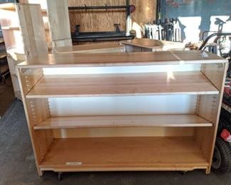 (3) Wooden Shelving Units, On Casters
