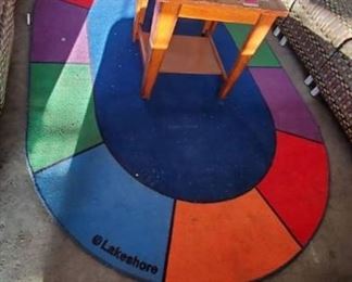 Wood Side Table With Colorful Rug