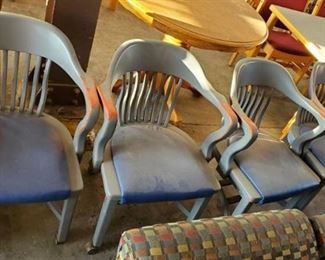 (4) Rolling Wood Chairs