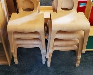(8) Wood Kids Chairs