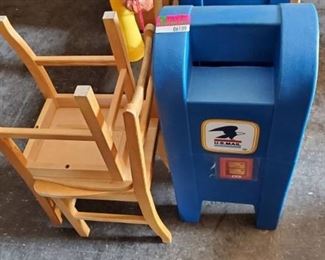 Plastic U.S. Mail Box, 2 Kids Chairs