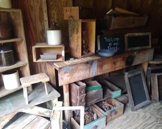 Wood crates work bench