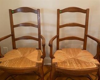Pair of French side chairs with rush seats