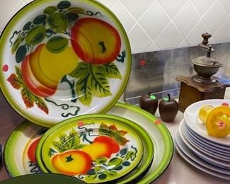 Enamel plates and serving pieces