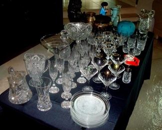 Same photo showing Lalique plates, & some of the Waterford glass.