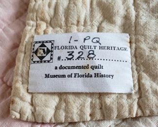 L-B1-42   $250   Florida Quilt Heritage-Documented #328 w/The Museum of Florida History