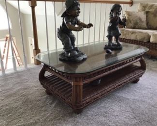 Glass top Table and decorative Figures