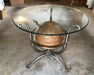 Glass Top Table with Globe