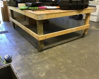 Huge custom made work table on castors