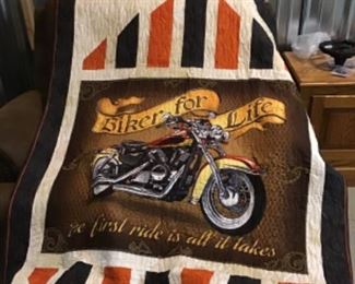 Custom made Biker for Life Signed and dated Quilt