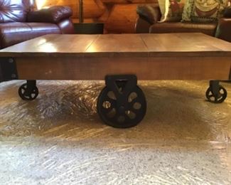 antique wheel cart Coffee Table