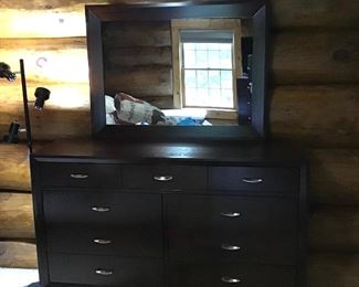 Large 9 Drawer Mirrored Dresser