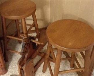 Bar stools, vintage wooden, spring bouncy horse