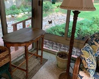 #7	Oval Glass Top Coffee Table w/gold painted base     5'x28x16	 $100.00 	
#9	Rattan Look Ceramic Floor Lamp 5' Tall	 $120.00 	 call 256-603-4198 
