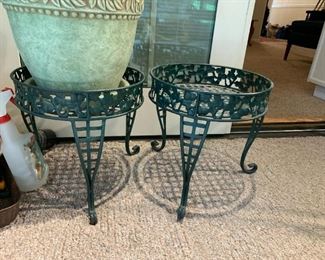 #13	(2) Green Metal Plant Stands    13" Tall   $20 each	 $40.00 	 call 256-603-4198 
