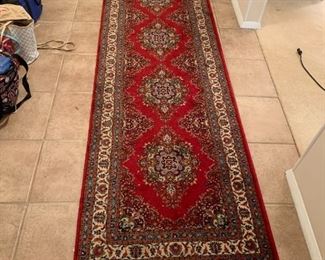 #42	Hand-knotted Turkish Red/Cream Runner Rug  32x103	 $375.00 	 call 256-603-4198 
