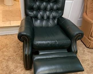 #45	Hunter Green Recliner w/brass nailhead trim	 $225.00 	 call 256-603-4198 
