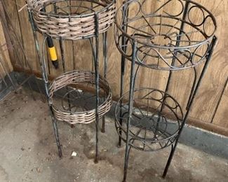 #85	(2) Metal Round 2 Tier Stands 9x28   $20 each	 $40.00 	 call 256-603-4198 
