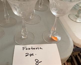 #131	KR	Fostoria 2 piece wine glass 	 $8.00 	 call 256-603-4198 
