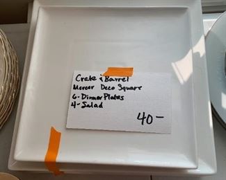 #141	KR	Crate and barrel Merear Deco Square 6 dinner and 4 salad plates 	 $40.00 	 call 256-603-4198 
