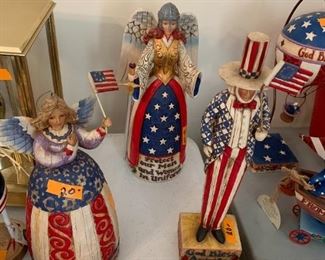 #143	KR	Jim Shore Heartwood Creek  I pledge allegiance  to the flage Statue 3 @$20 ea  Lady with big skirt, uncle Sam, Protect our men and women lady statue 	 $60.00 	 call 256-603-4198 
