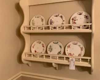 #34	(2) Cream Painted Wood Wall Plate Racks  307x7x36   $75 each	 $150.00 	 call 256-603-4198 
