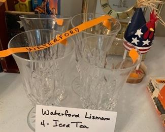 #182 Waterford Lismore 4 ice tea glasses $160.00