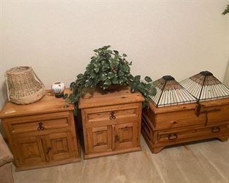 Knotty pine end tables and coffee table