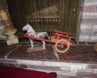 OLD WOODEN HORSE AND WAGON