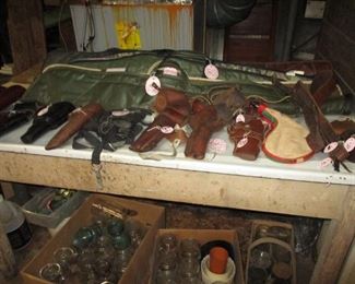 gun holsters & rifle cases & canning jars