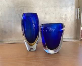 Murano Glass - very heavy, amazing blue color, one signed 
