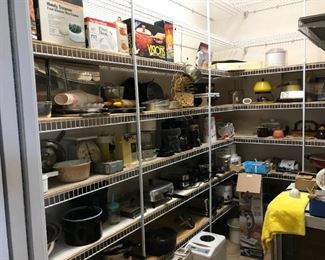Kitchen stuff galore in this home!! New bread maker, electric wok, 2 pressure cookers, Vita Mixer, pots & pans, meat grinder, 2 Shark vacs, ice cream maker, ball jars, mixing bowls, Corning Ware & Pyrex, etc...!