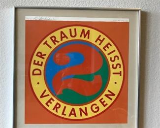 Own piece of pop culture! This rare signed vintage 1971 serigraph of  Der Traum Heisst Verlangen (A Streetcar Named Desire #2) is available  Artist Robert Indiana is most known for his iconic LOVE statue on Sixth Avenue in mid-town Manhattan. Artist's pencil signature is located in the top left and the series number 6/135 is written on the upper right hand side.
