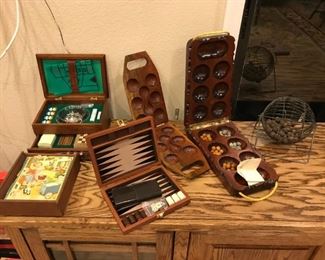 Warri (or Mancala,) Backgammon, Vintage BINGO, Nintendo pre-NES game box, vintage children's blocks